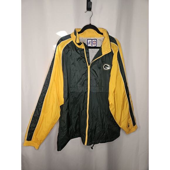 NWOT Vintage Logo Athletic Green Bay Packers Team NFL Windbreaker Jacket Mens XL - Picture 2 of 6